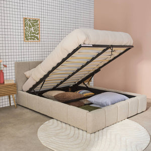 Struttura letto con contenitore e testiera 140cmx190cm, imbottita