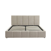 Letto box con rete a doghe e testiera 160 x 200 cm, bouclé , beige