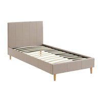 Struttura letto con rete a doghe e testiera 90cm, tessuto semplice,