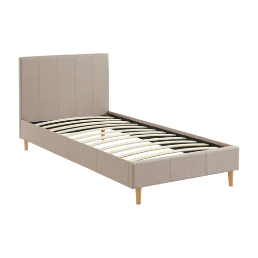 Struttura letto con rete a doghe e testiera 90cm, tessuto semplice,