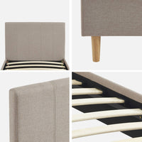 Struttura letto con rete a doghe e testiera 90cm, tessuto semplice,