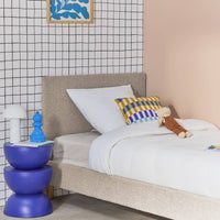 Struttura letto con rete a doghe e testiera 90cm, tessuto semplice,