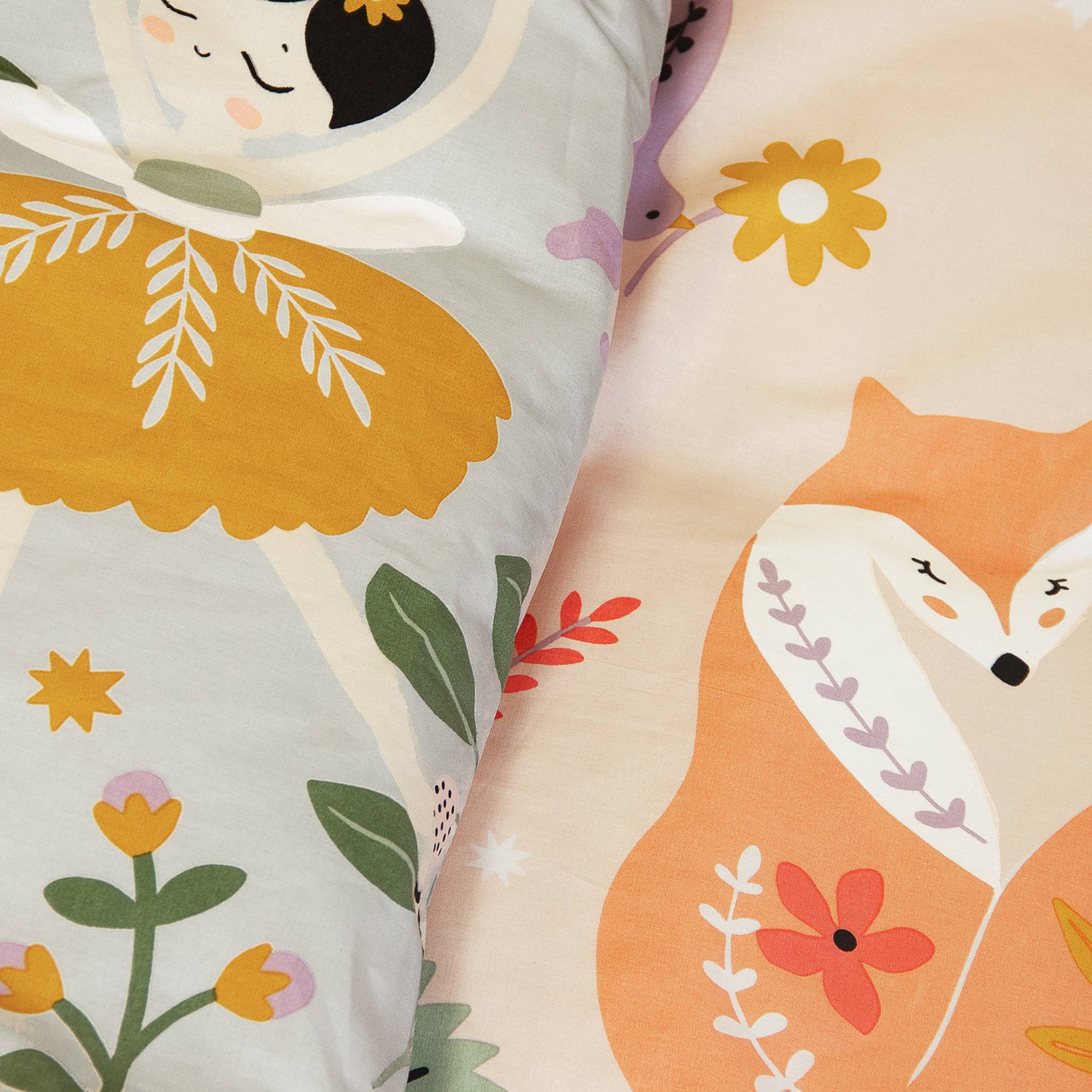 Biancheria da letto in cotone reversibile stampata unicorno/ballerina