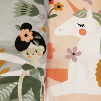 Biancheria da letto in cotone reversibile stampata unicorno/ballerina