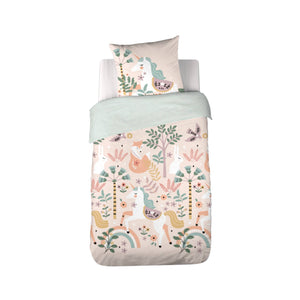 Biancheria da letto in cotone reversibile stampata unicorno/ballerina