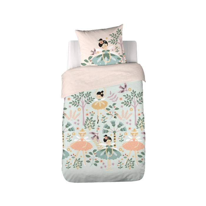Biancheria da letto in cotone reversibile stampata unicorno/ballerina