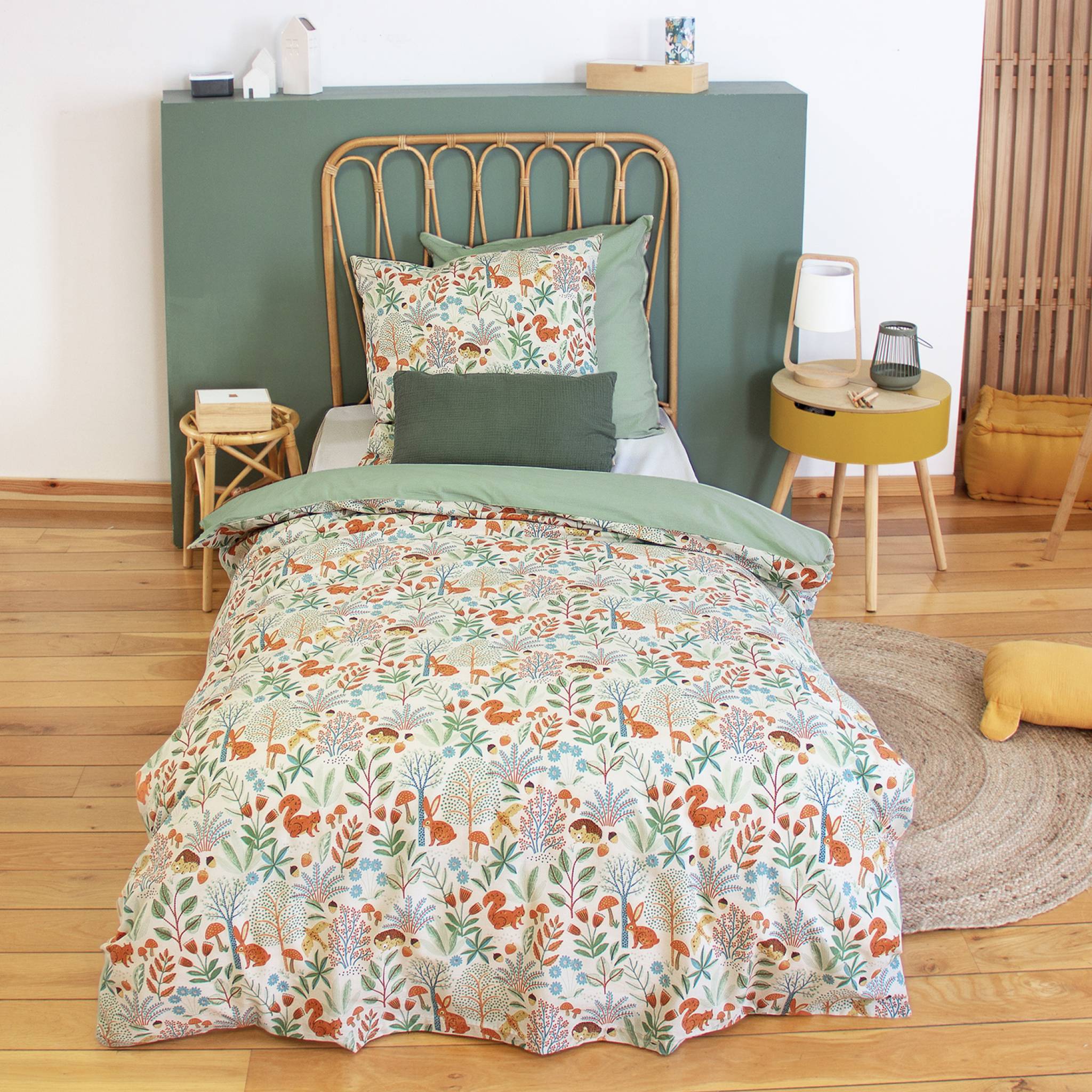 Parure da letto cotone reversibile stampato autunno singola 140cm,