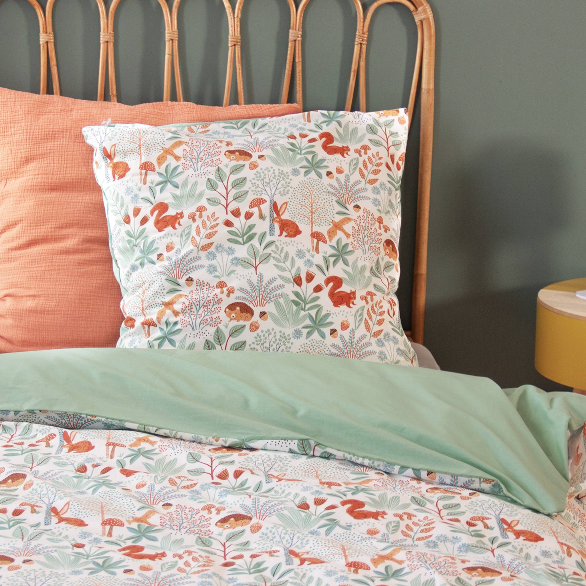 Parure da letto cotone reversibile stampato autunno singola 140cm,
