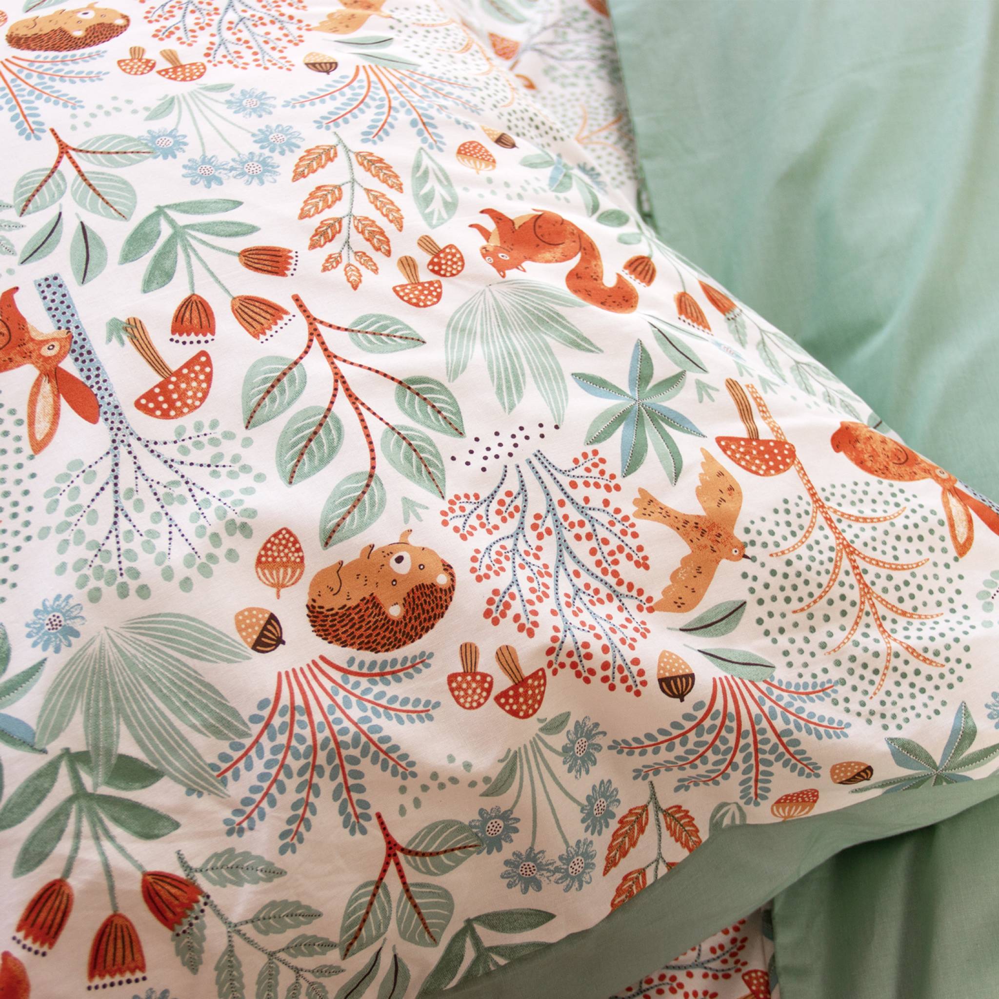 Parure da letto cotone reversibile stampato autunno singola 140cm,