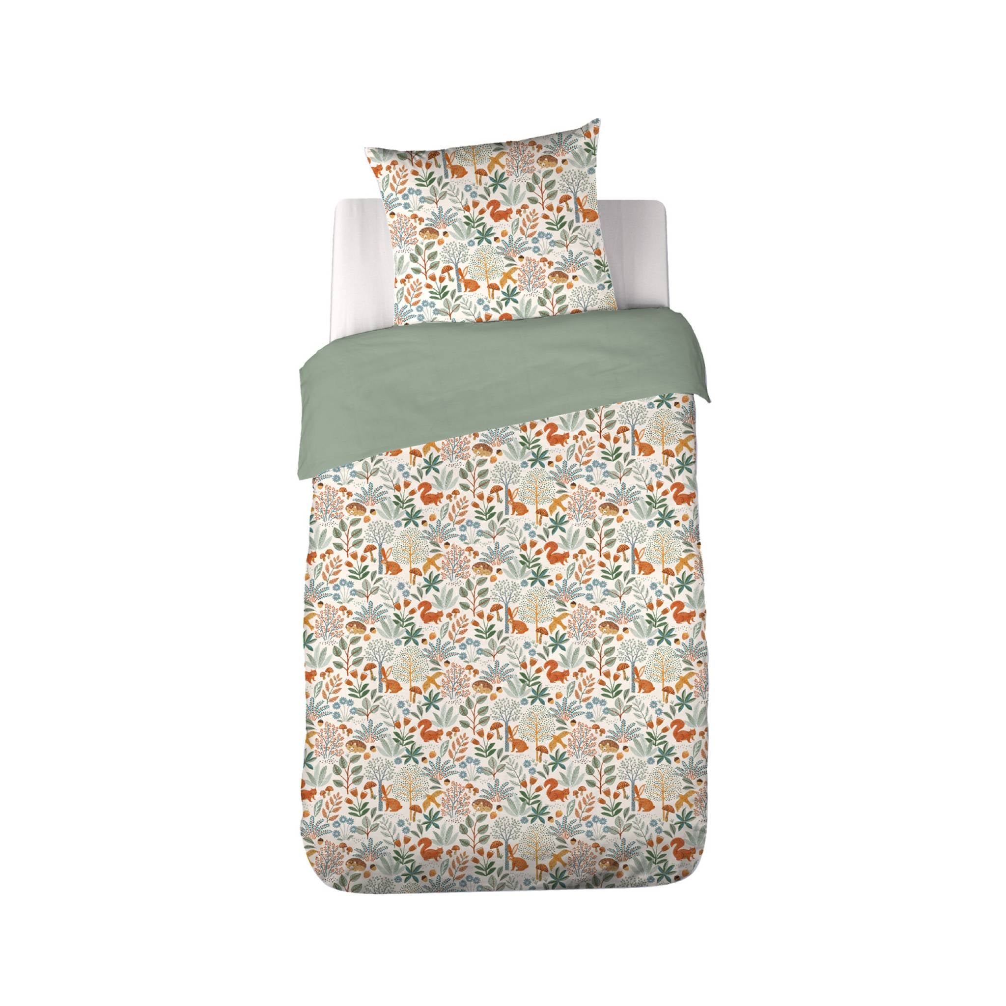 Parure da letto cotone reversibile stampato autunno singola 140cm,