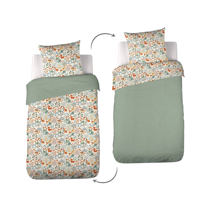 Parure da letto cotone reversibile stampato autunno singola 140cm,