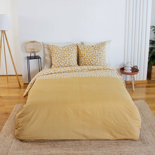Set di biancheria da letto in cotone reversibile con stampa leopardata