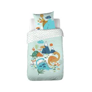 Biancheria da letto in cotone reversibile stampata con dinosauri per