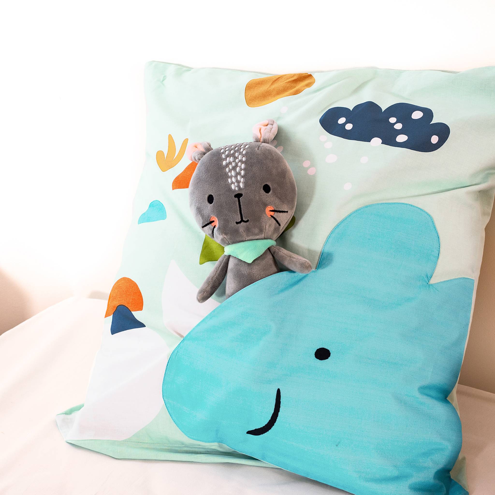 Biancheria da letto in cotone reversibile stampata con dinosauri per