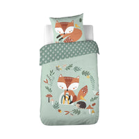 Set di biancheria da letto reversibile con stampa volpe in cotone,