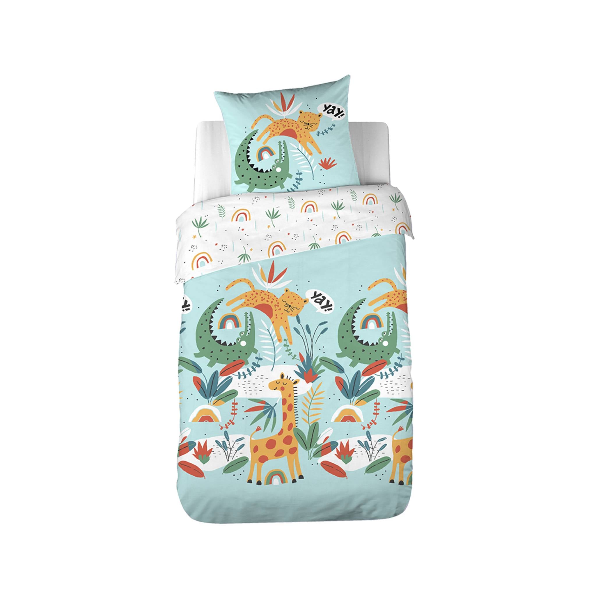 Completo letto cotone reversibile stampato savana / arcobaleno 1 posto