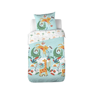 Completo letto cotone reversibile stampato savana / arcobaleno 1 posto