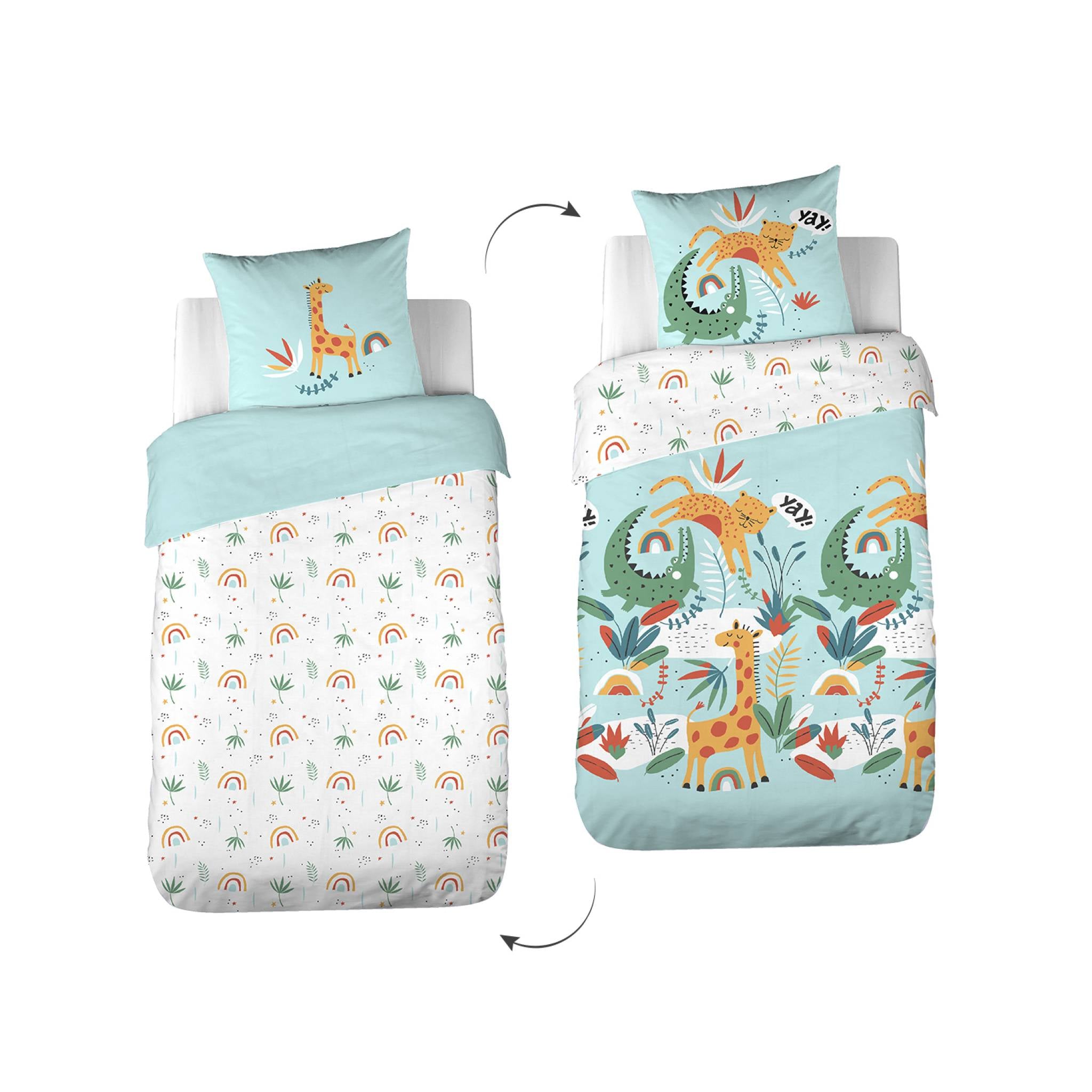Completo letto cotone reversibile stampato savana / arcobaleno 1 posto