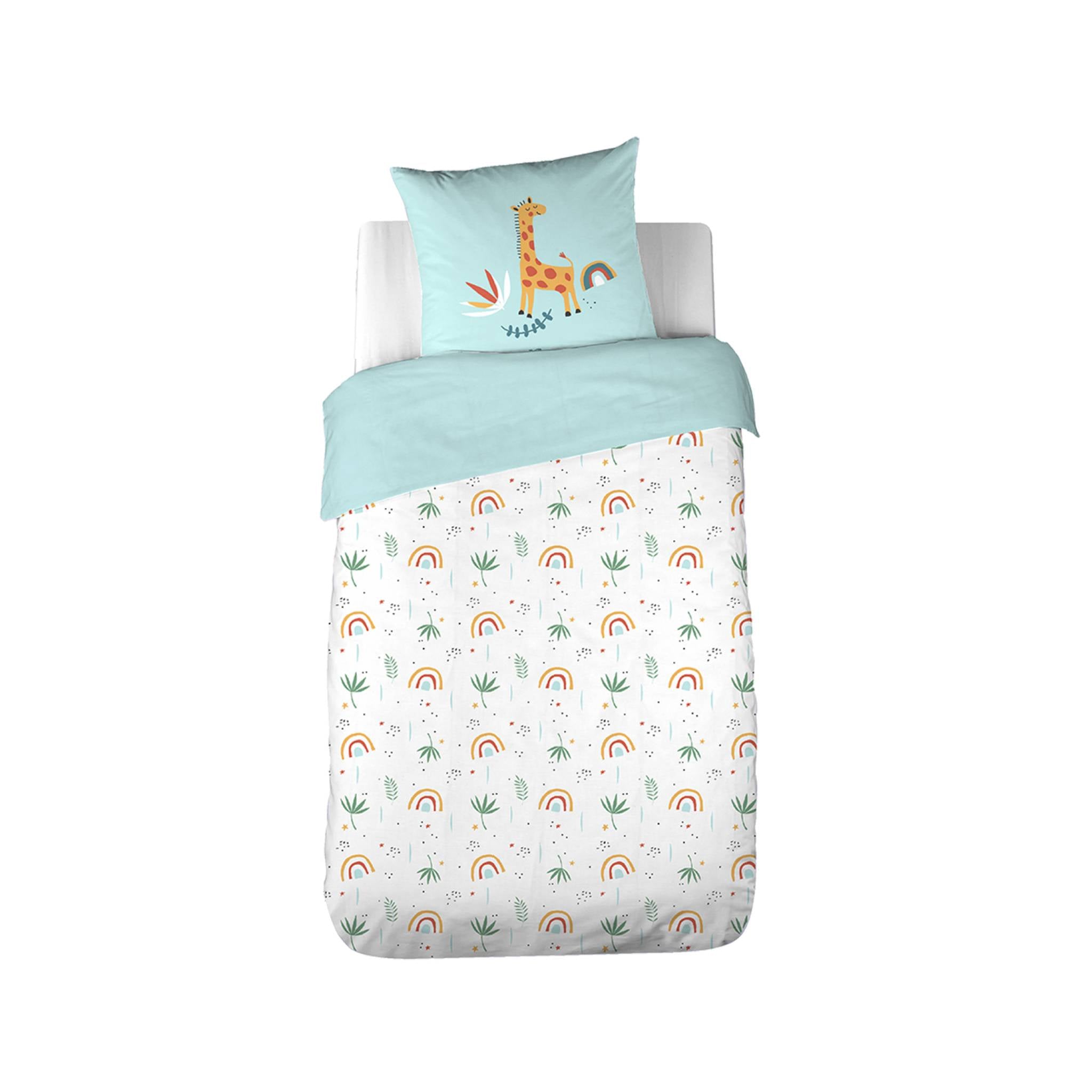 Completo letto cotone reversibile stampato savana / arcobaleno 1 posto