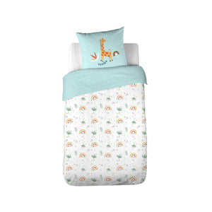 Completo letto cotone reversibile stampato savana / arcobaleno 1 posto