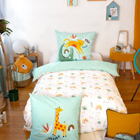 Completo letto cotone reversibile stampato savana / arcobaleno 1 posto