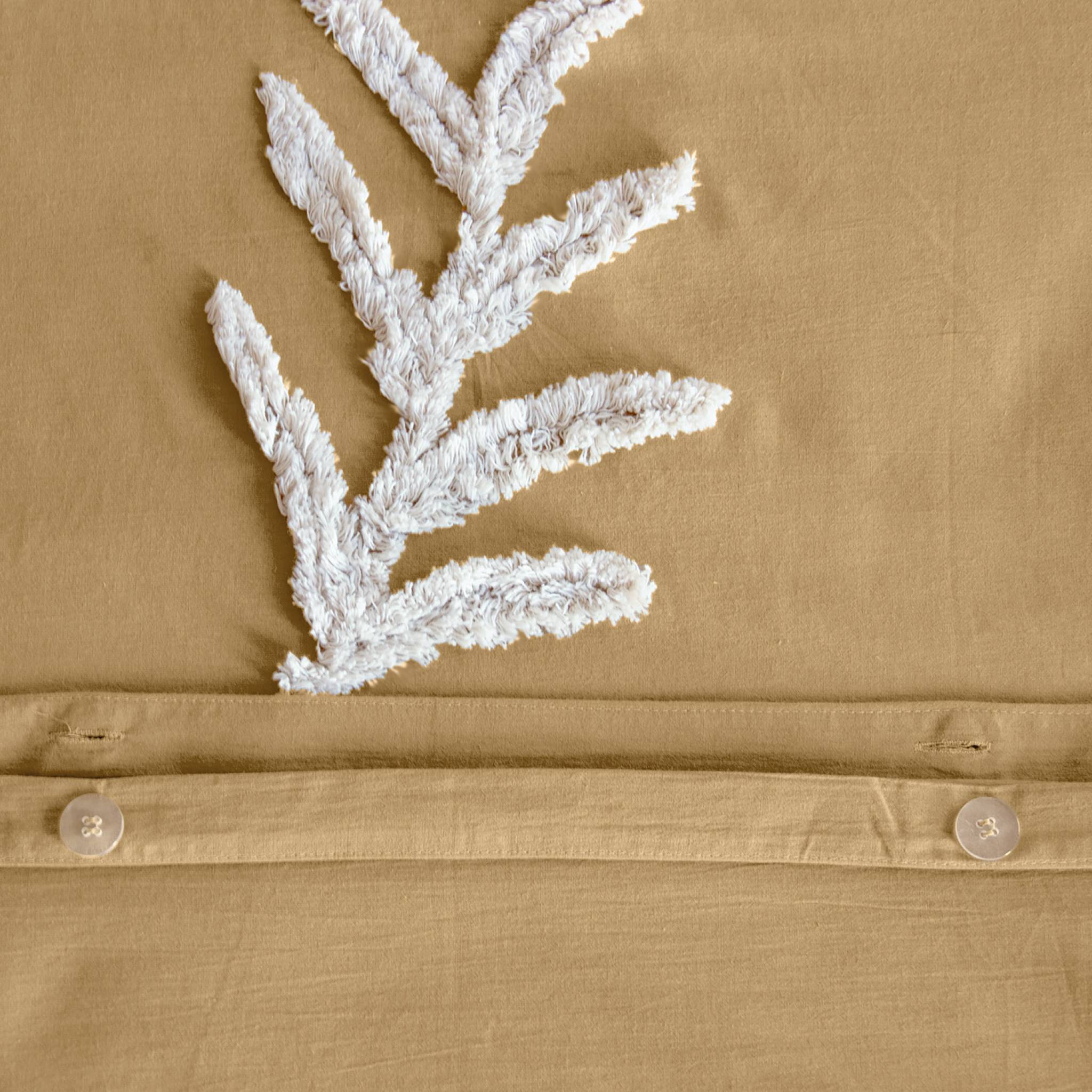 Set copripiumino in cotone color senape e bianco per 2 piazze