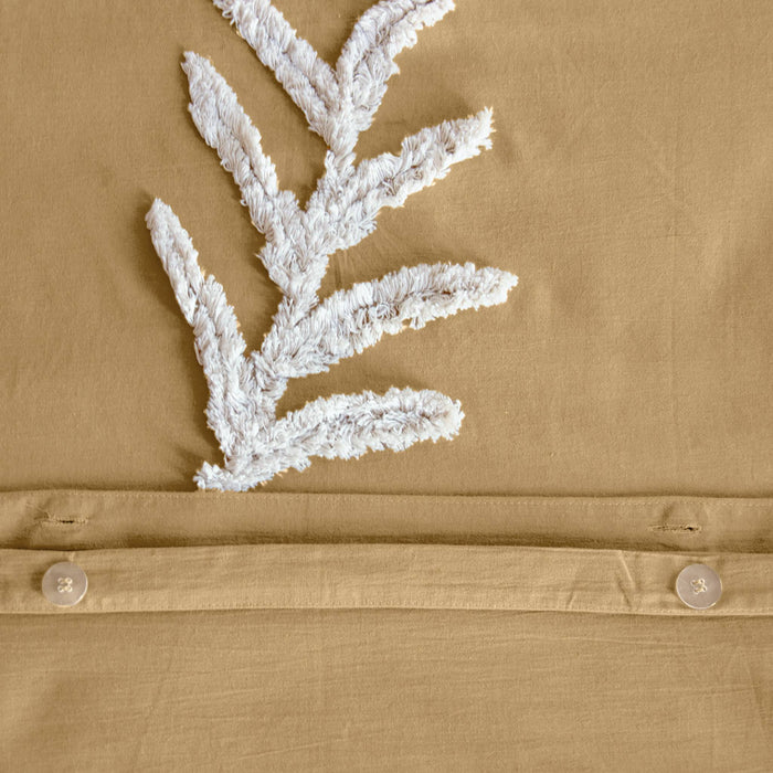 Set copripiumino in cotone color senape e bianco per 2 piazze