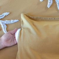 Set copripiumino in cotone color senape e bianco per 2 piazze