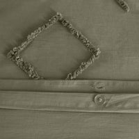 Set copripiumino in cotone, tufted etnico verde a 2 piazze