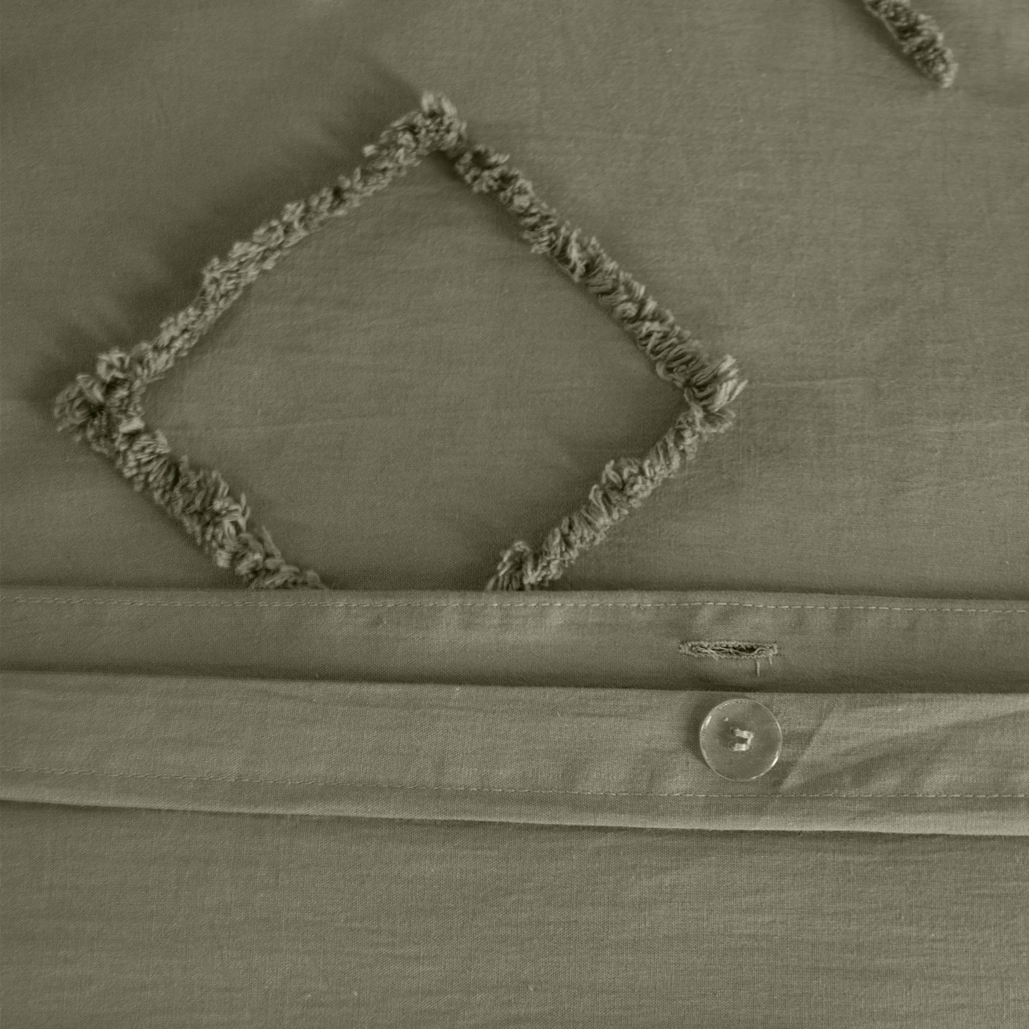 Set copripiumino in cotone, tufted etnico verde a 2 piazze