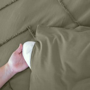 Set copripiumino in cotone, tufted etnico verde a 2 piazze