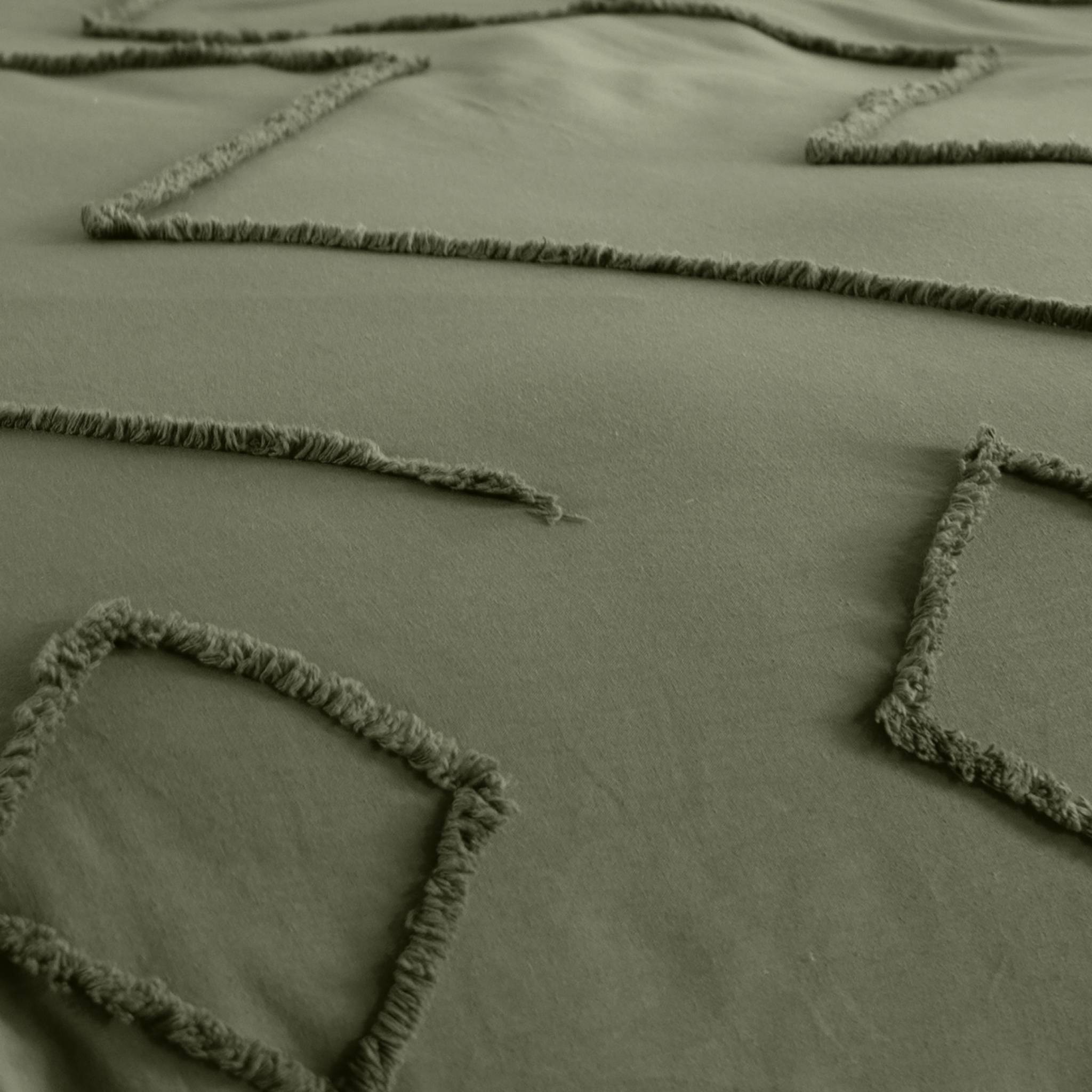 Set copripiumino in cotone, tufted etnico verde a 2 piazze