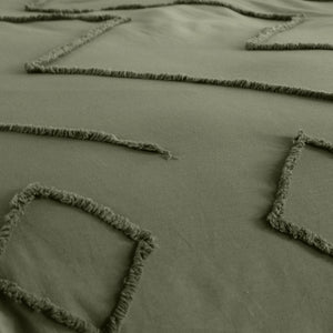 Set copripiumino in cotone, tufted etnico verde a 2 piazze