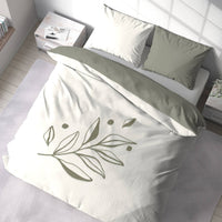 Set di biancheria da letto in cotone lavato con stampa vegetale