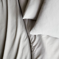 Completo letto in mussola di cotone grigio chiaro, 2 posti