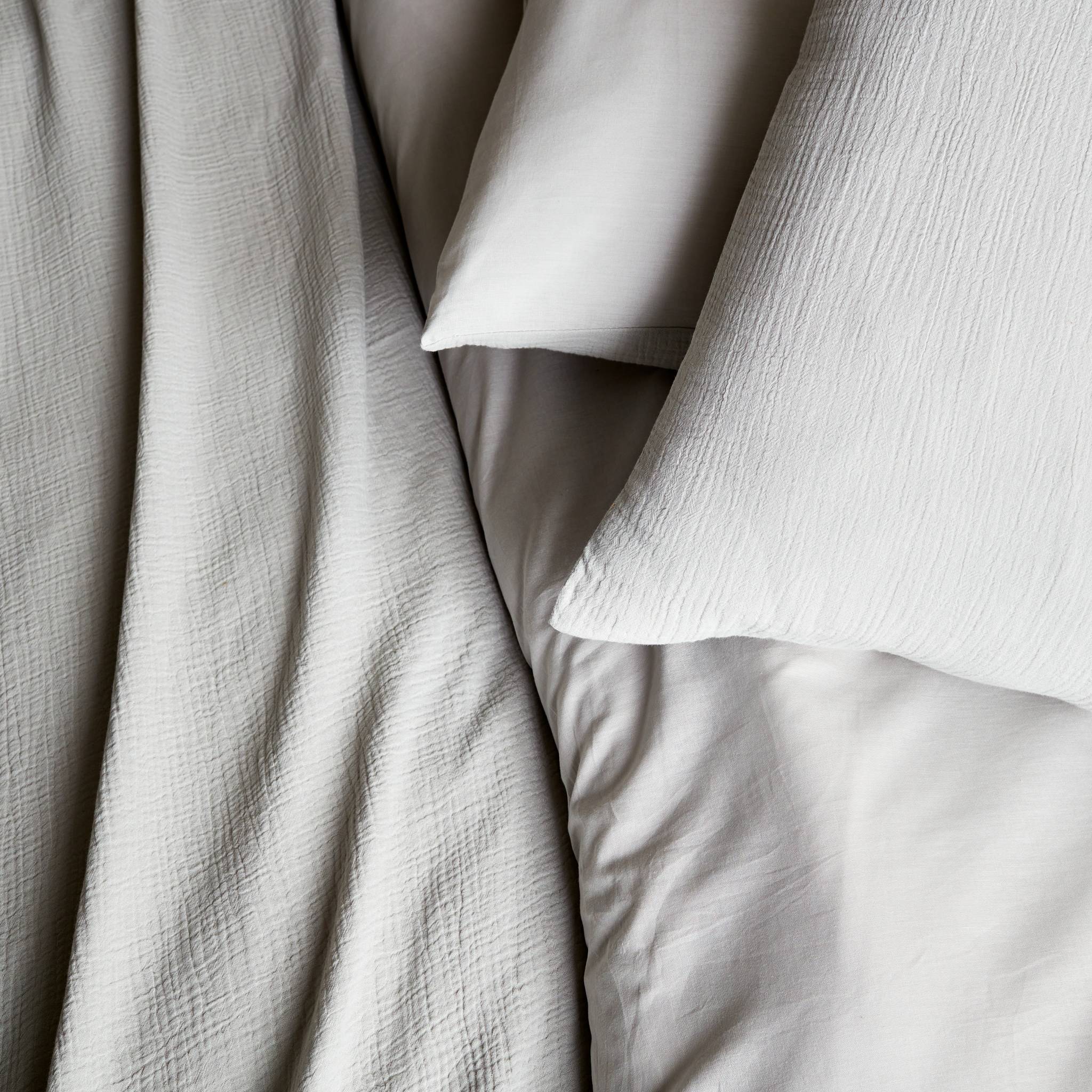 Completo letto in mussola di cotone grigio chiaro, 2 posti