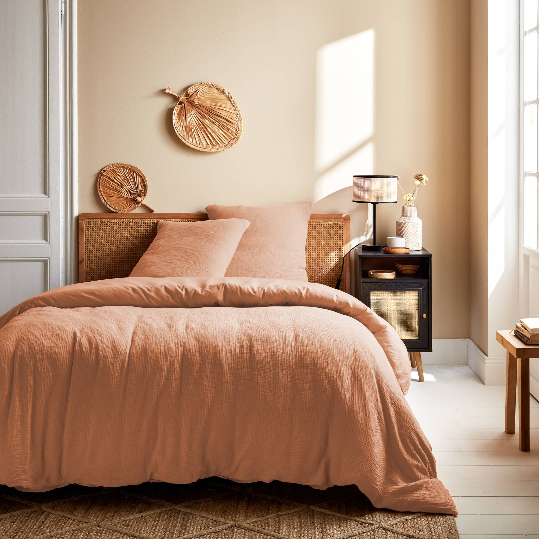 Set copripiumino di mussola di cotone pesca