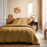 Set copripiumino in garza di cotone color miele