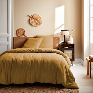 Set copripiumino in garza di cotone color miele