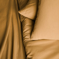 Set copripiumino in garza di cotone color miele