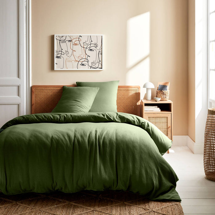 Set di biancheria da letto in garza di cotone kaki