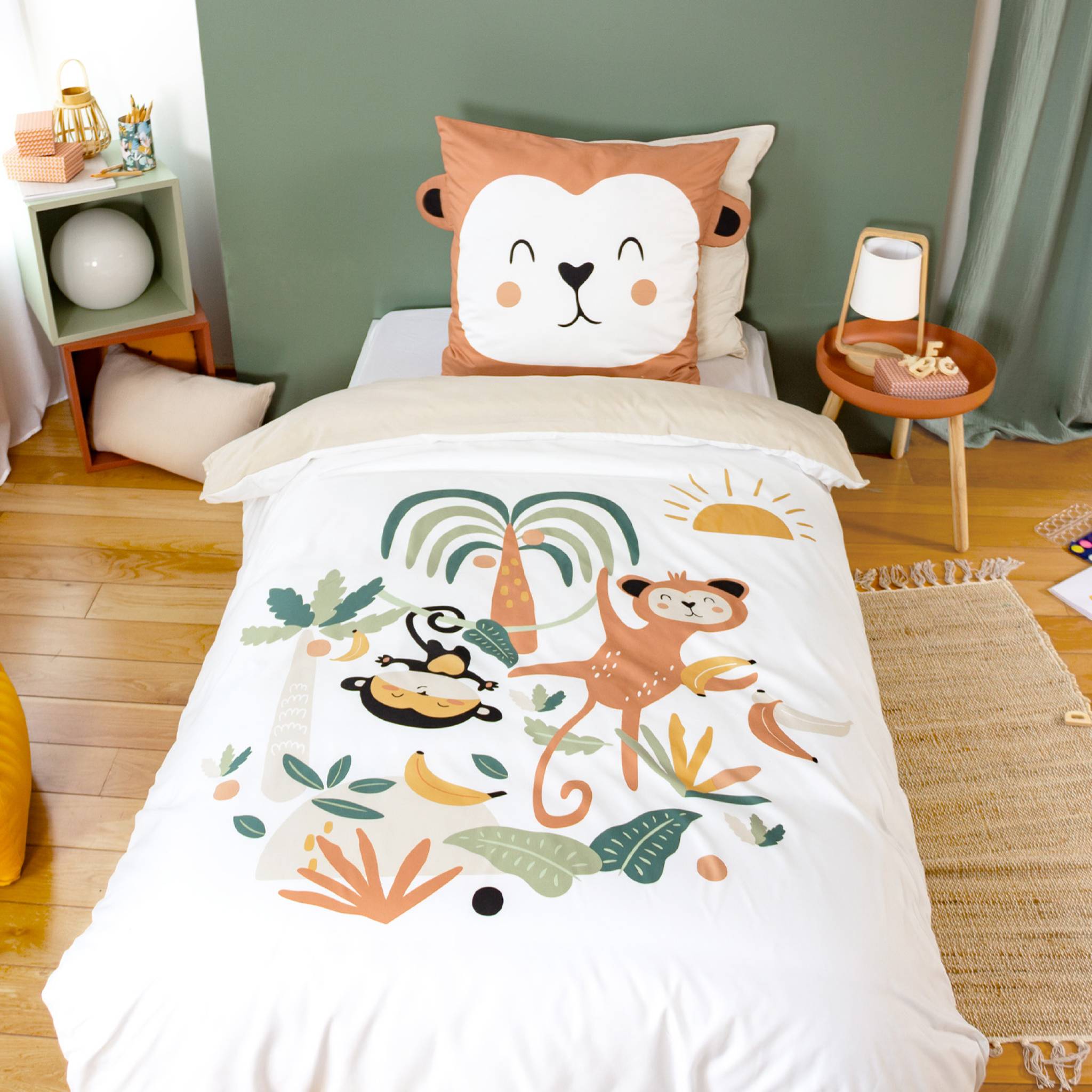 Set di biancheria da letto in microfibra reversibile con stampa di