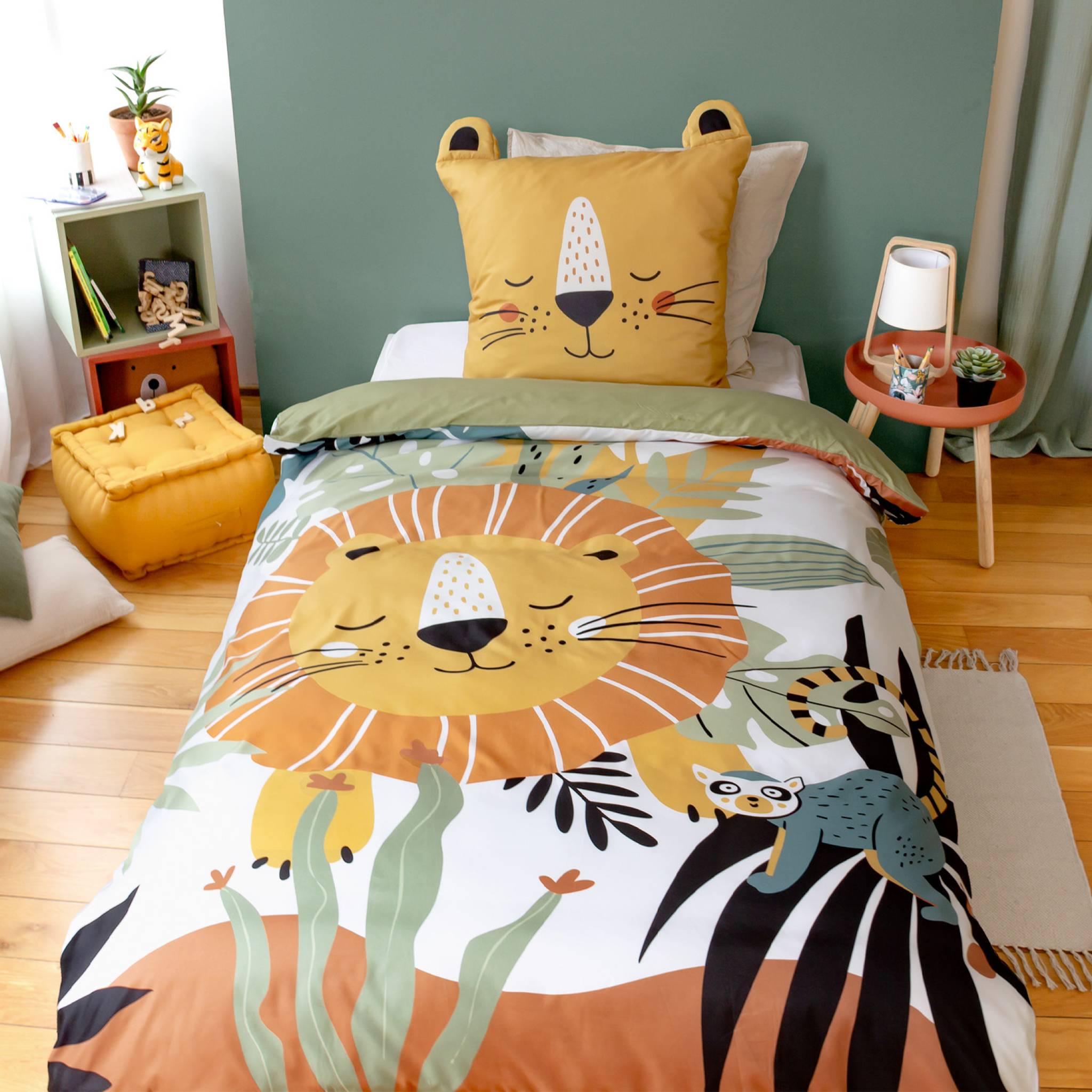 Set di biancheria da letto in microfibra reversibile stampato savana