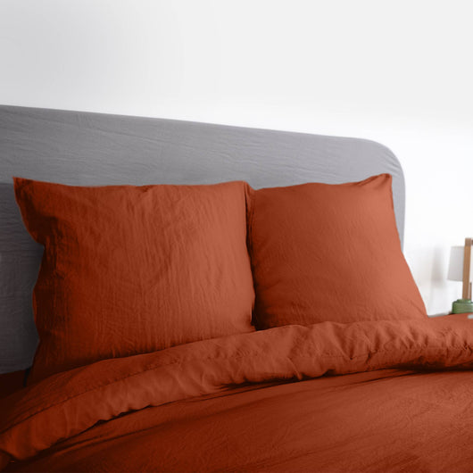 Set di biancheria da letto in microfibra lavata terracotta a 2 posti