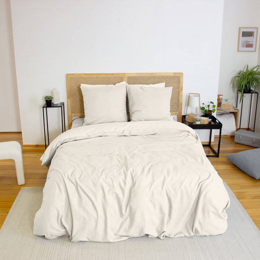 Biancheria da letto reversibile motivo chevron 2 posti crema, crema