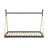 Letto tenda per bambini 90 x 190cm pino naturale, base inclusa, verde