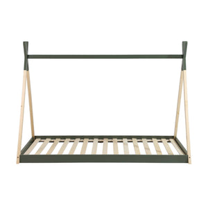 Letto tenda per bambini 90 x 190cm pino naturale, base inclusa, verde