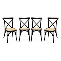 Set di 4 sedie da bistrot vintage in legno, nero