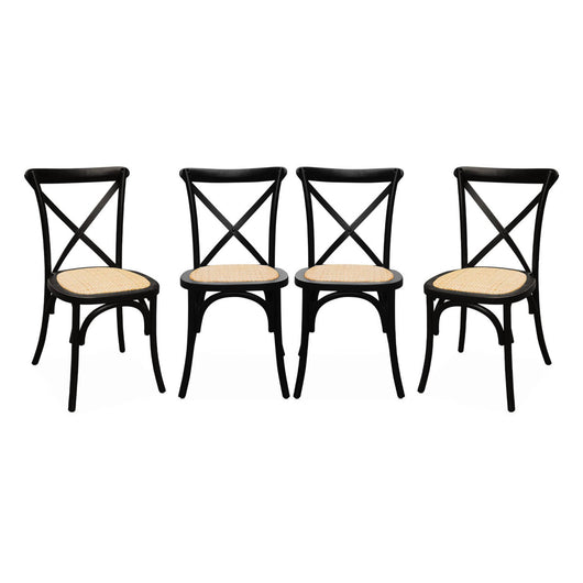 Set di 4 sedie da bistrot vintage in legno, nero