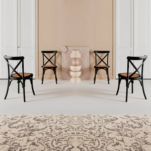 Set di 4 sedie da bistrot vintage in legno, nero